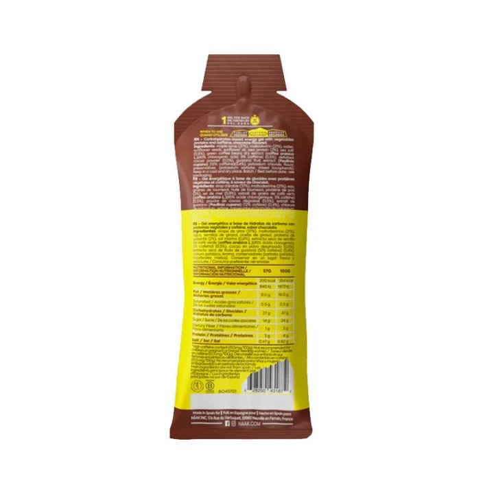 NAAK ULTRA ENERGY GEL ENERGETICO CON CAFEINA CHOCOLATE - 57 GRAMOS